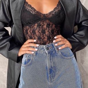 MOTEL ROCKS Yenika Crop Top in Black Lace